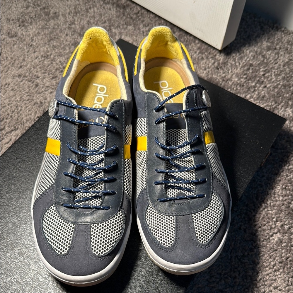 PLAE Gray and Yellow Sneakers with Sporty Design